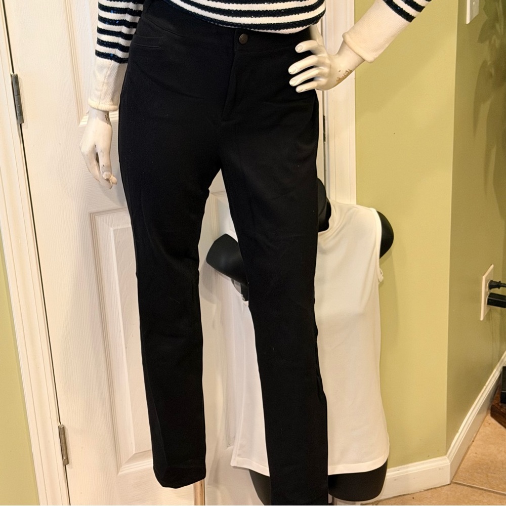 Talbots Levington Pant Black Straight-Leg Slacks w/ Detail Buttons On Waist